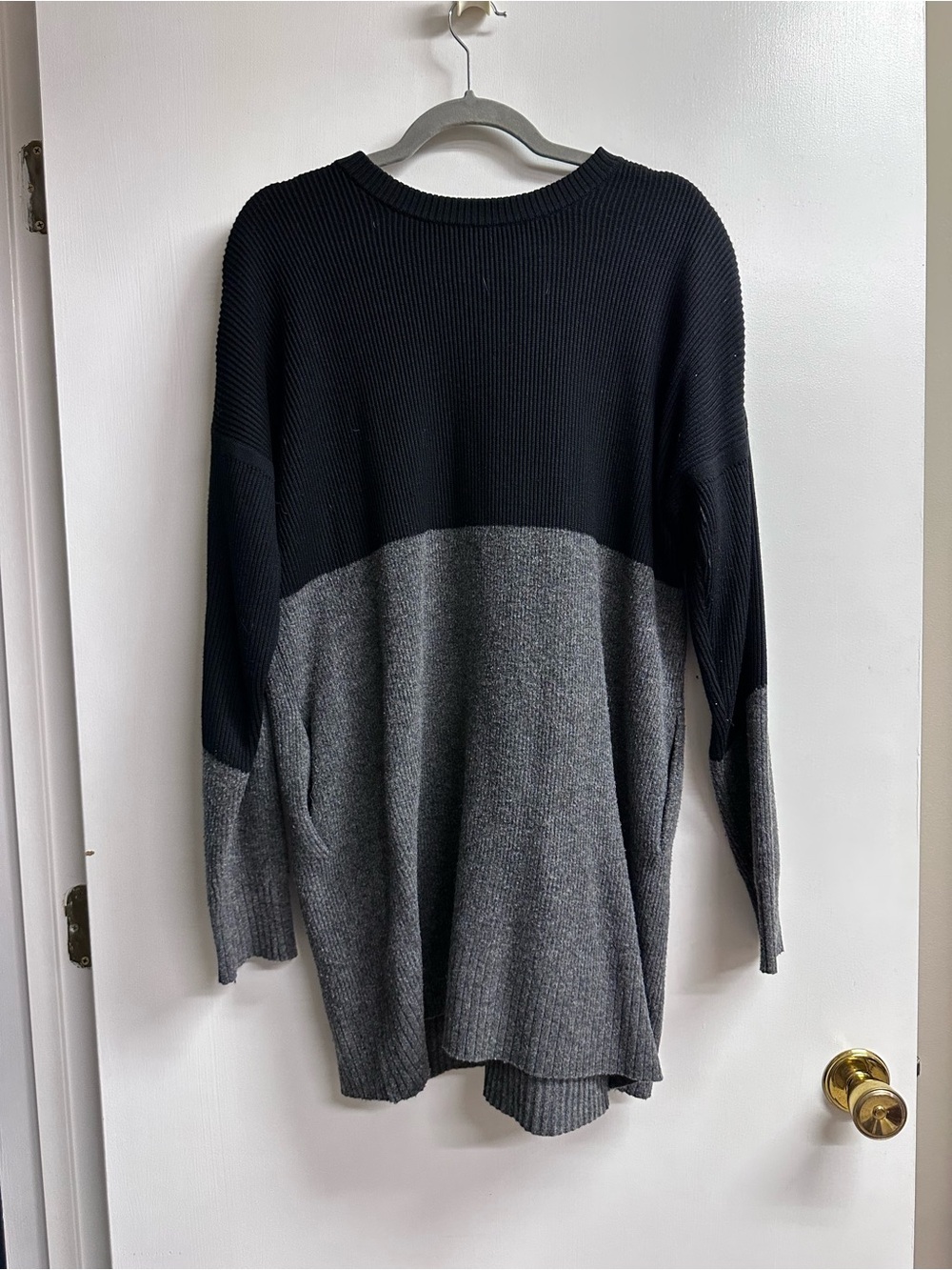 Two-Tone Black and Gray Knit Sweater